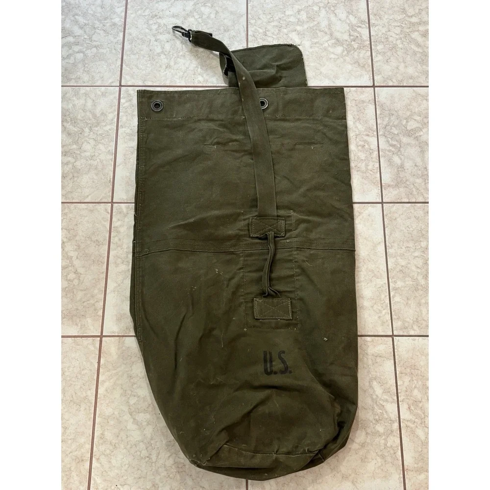 Vietnam US Military Heavy Duty Duck Cotton Canvas Duffle Bag Vintage US GI Olive